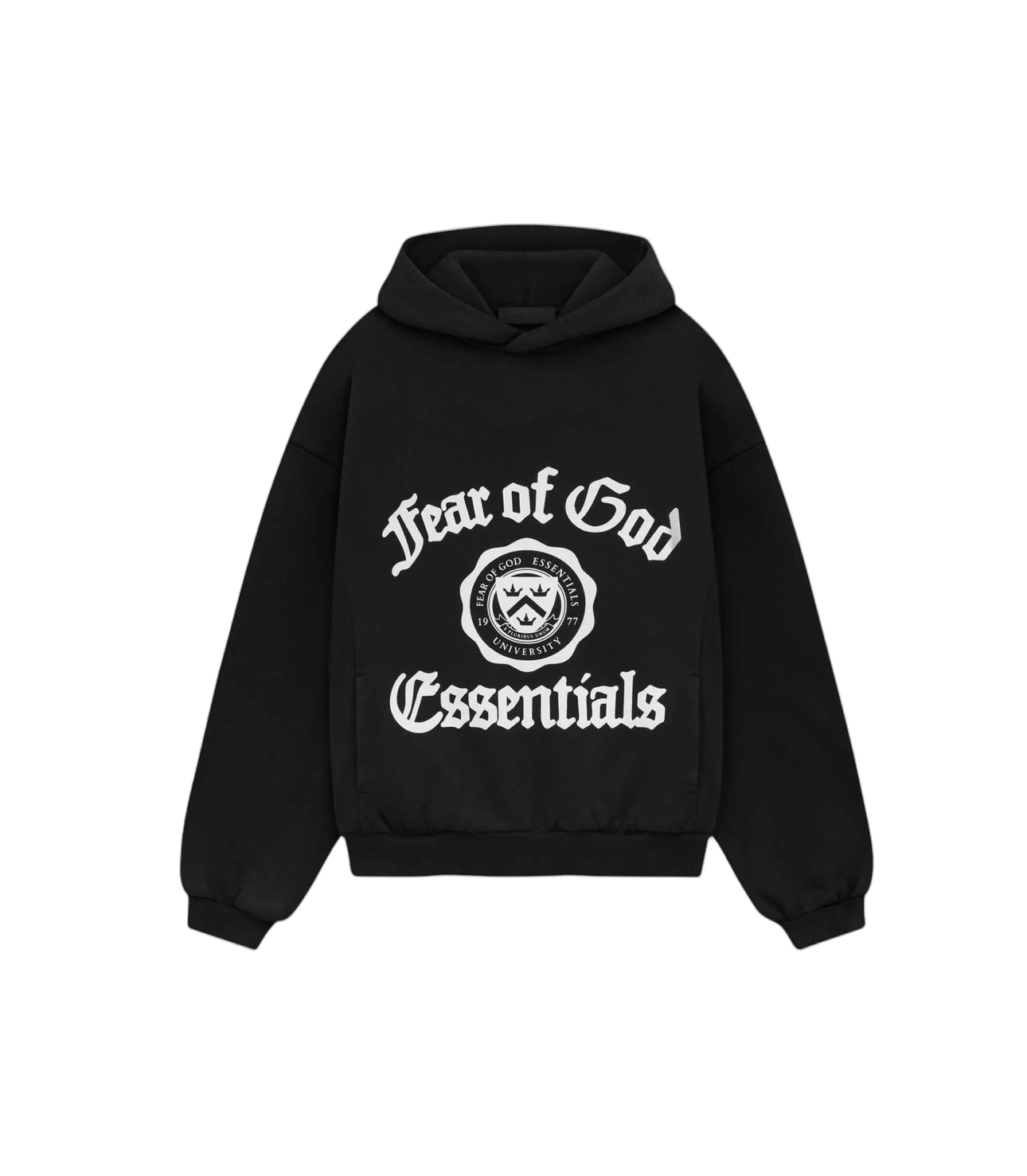 Essentials Heavy Fleece Vintage Shrunken Black Hoodie